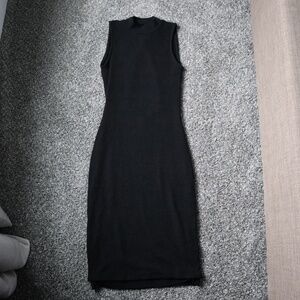 Abercrombie & Fitch Black Mock Neck Fitted Stretchy Bodycon with Cutout - XS